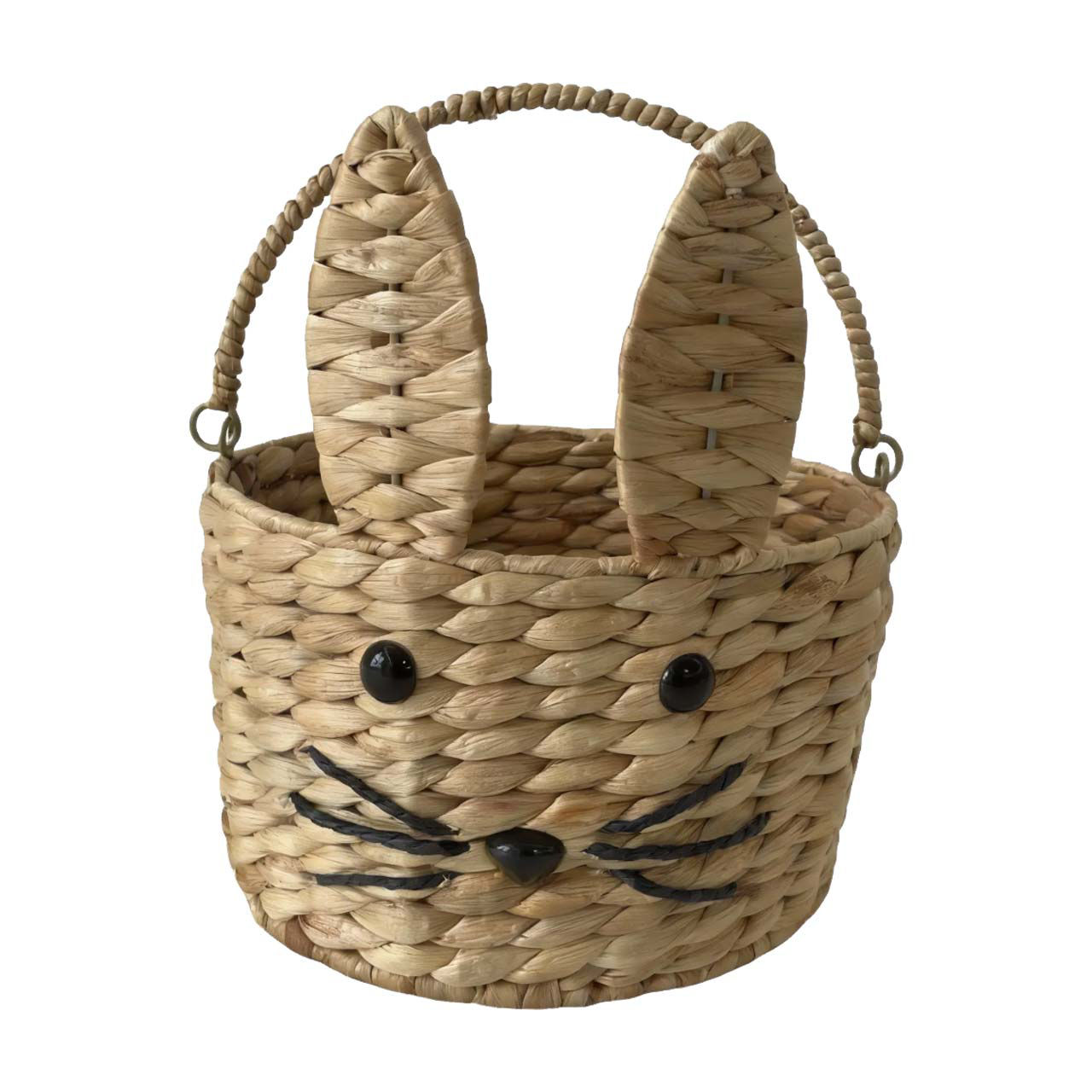 Handwoven Water Hyacinth Easter Bunny Basket, 24.7 oz