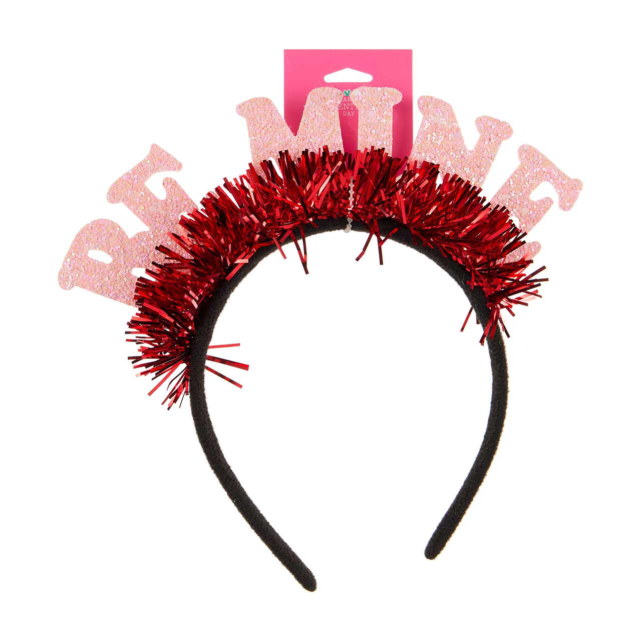 Heart Valentine's Day Pink and Red "Be Mine" Tinsel Headband