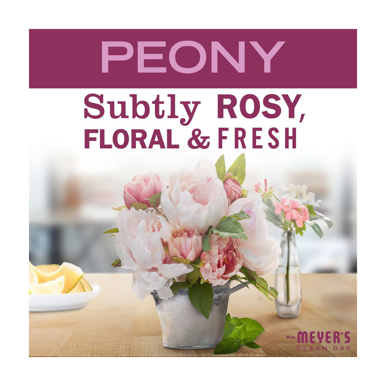 Mrs. Meyer's Clean Day Scented Soy Candle, Peony Scent, 7.2 oz