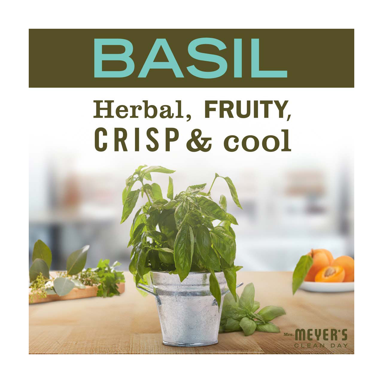 Mrs. Meyer's Clean Day Scented Soy Candle, Basil Scent, 7.2 oz