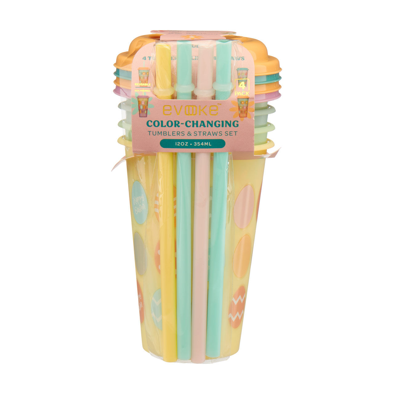 Evoke Easter Color Changing Tumbler Set, 12 oz, 4 pk