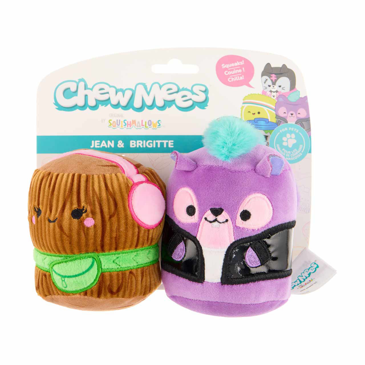 Chewmees Squishmallows Chew Toy, Squirrel & Stick