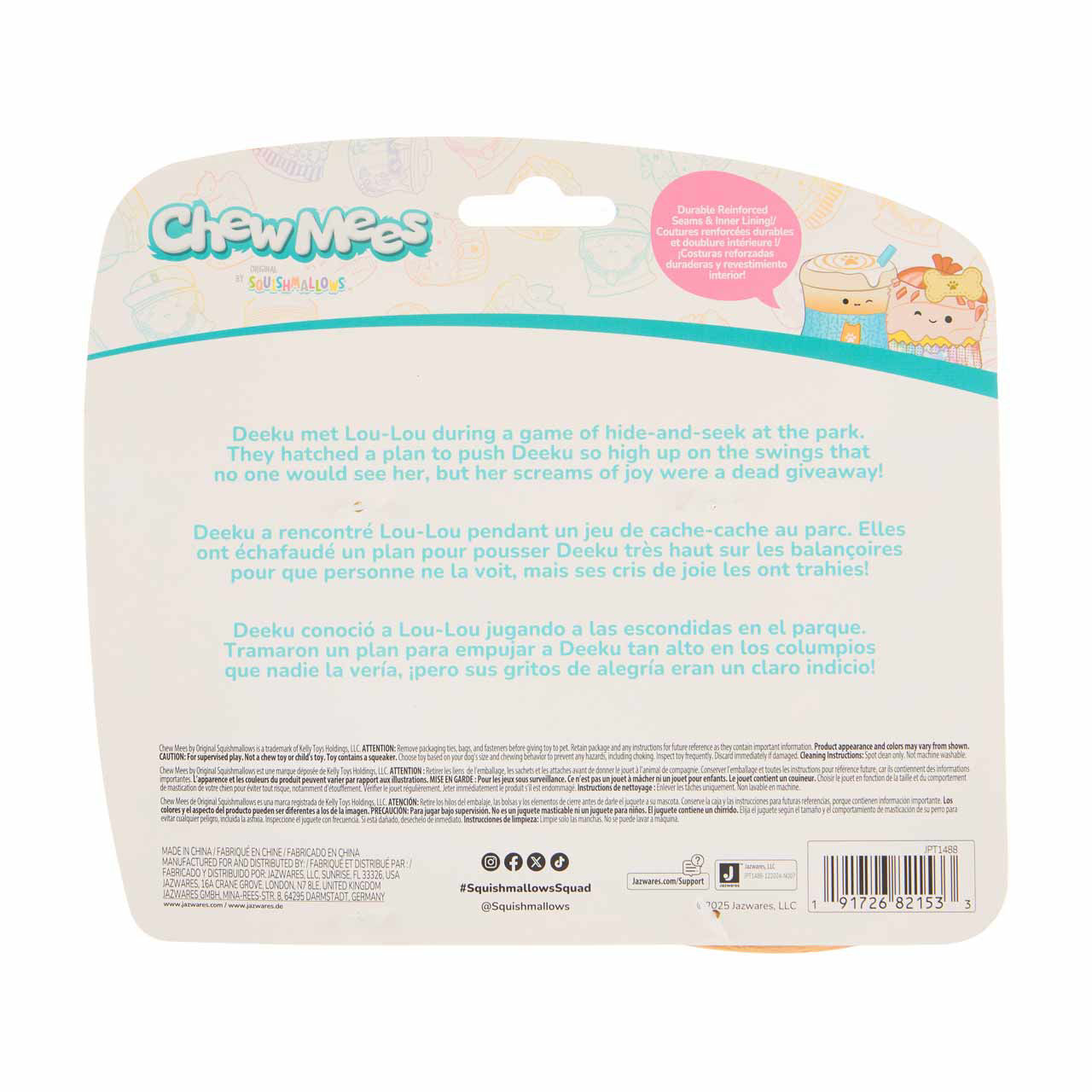 Chewmees Squishmallows Chew Toy, Cinnamon & Cupcake