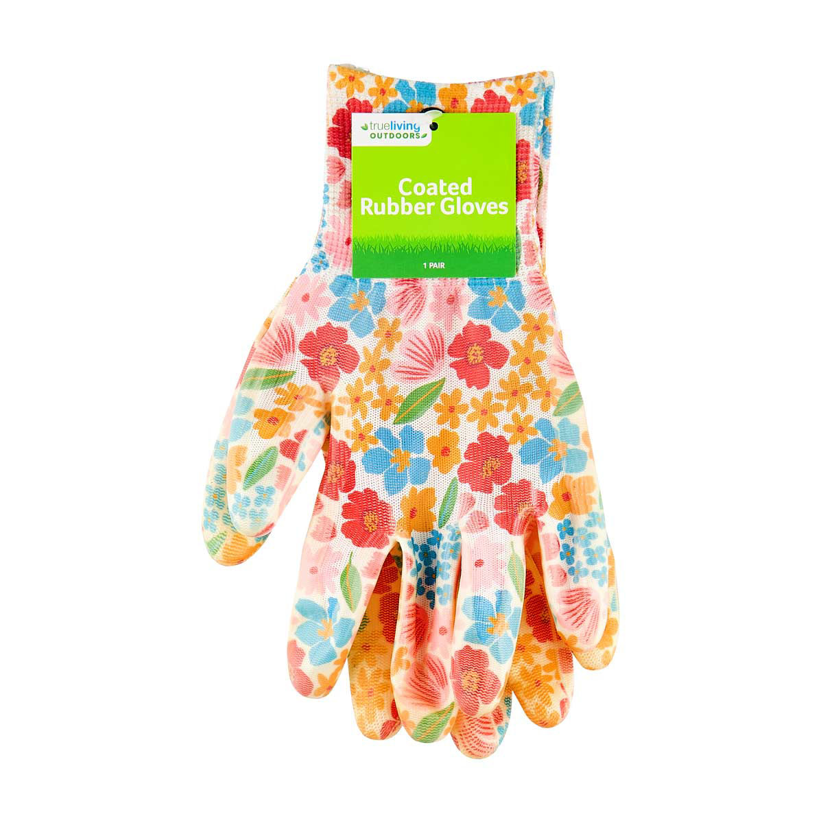 True Living Outdoors Coated Rubber Garden Gloves, 1 Pair, Assorted