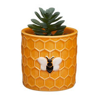 Butterfly and Floral Design Planter Pot with Succulent