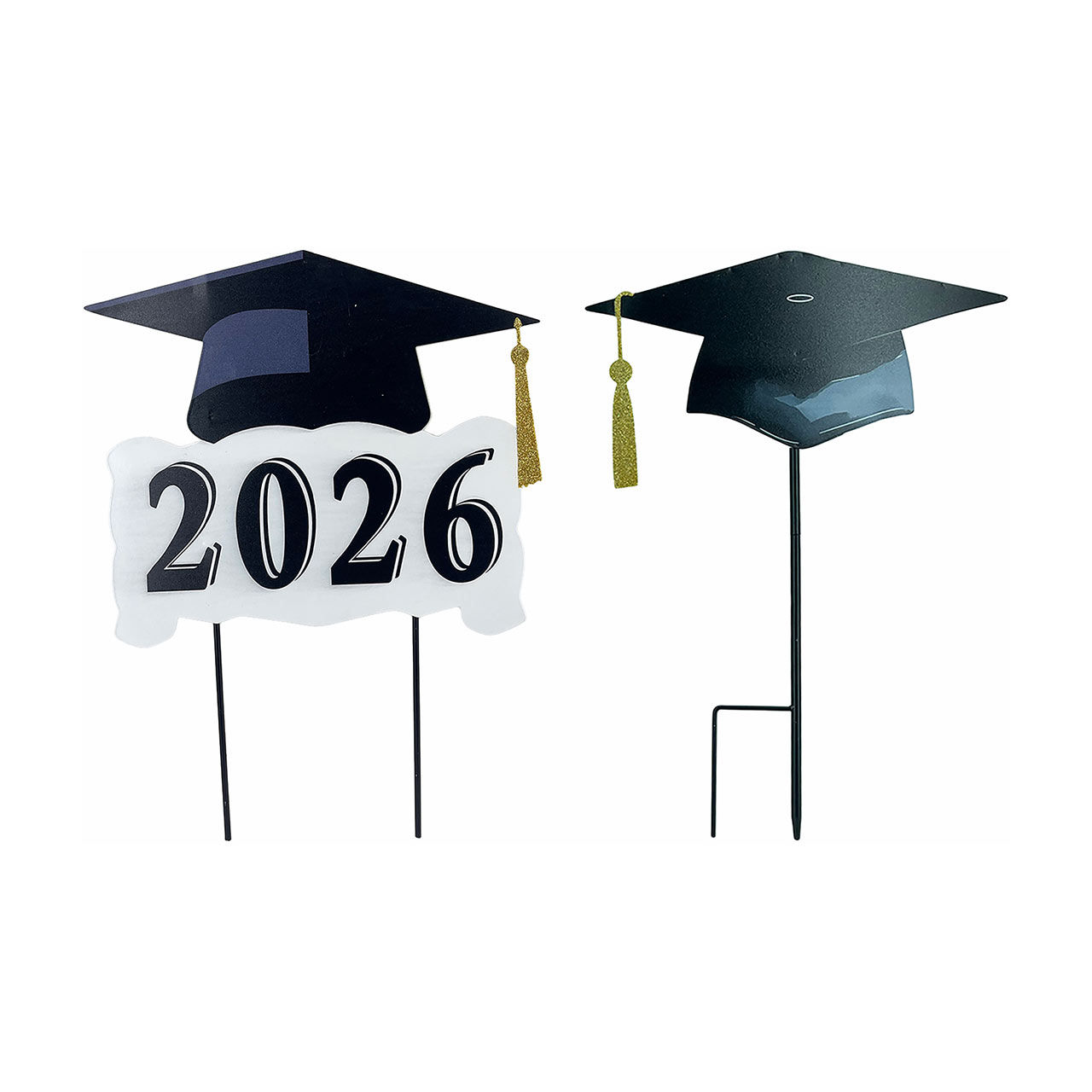 2026 Graduation Metal Yard Sign, Graduation Cap, 19 in, Assorted