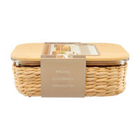 Rectangle Seagrass Glass Food Storage, 51 oz