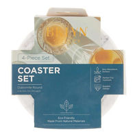 BKLYN Steel Co 4 Piece Round Marbled Coaster Set, 4 in