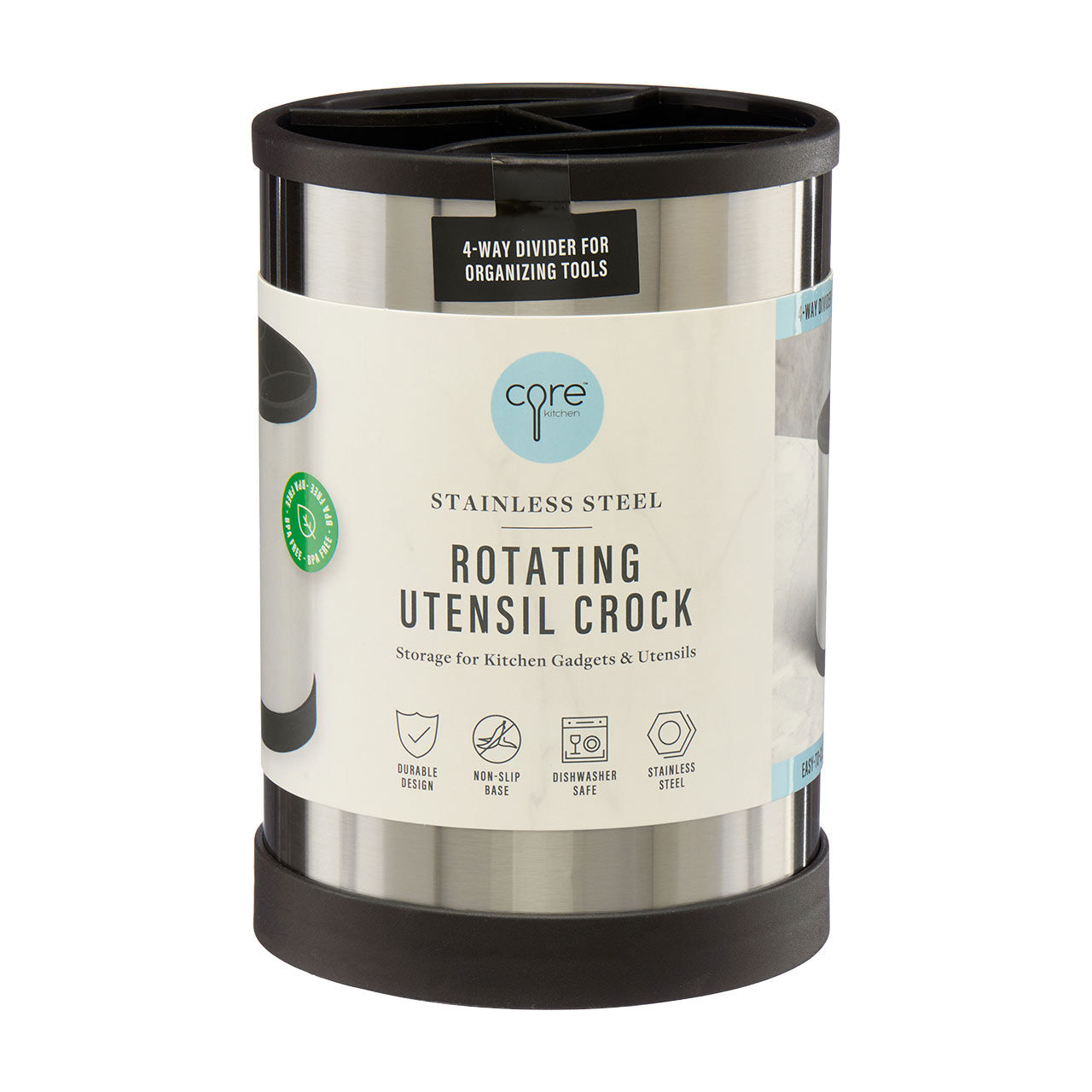 Core Kitchen Stainless Steel Rotating Utensil Crock