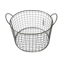 Metal Wire Round Black Basket with Handles, Small