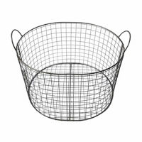Metal Wire Round Black Basket with Handles, Large
