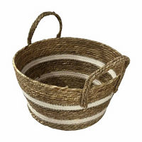 Woven Round Seagrass 2-Tone Basket, Extra Small