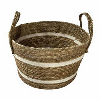 Woven Round Seagrass 2-Tone Basket, Small