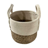 Fabric Rope 2-Tone Basket with Handles, Small