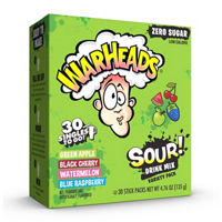 Warheads Sour! Drink Mix Sticks, Zero Sugar Variety Pack, 30 ct