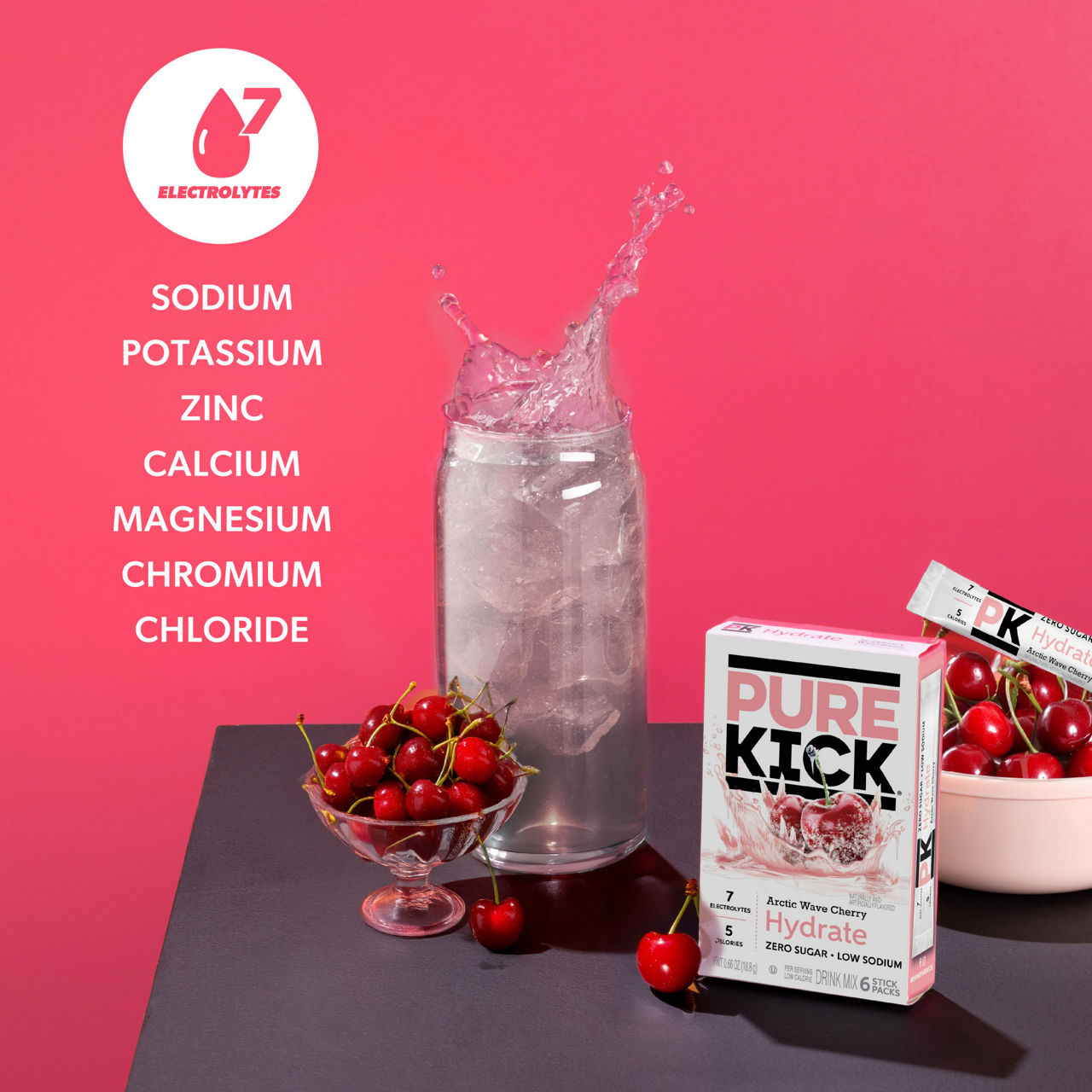 Pure Kick Hydration Drink Sticks Arctic Wave Cherry 6ct