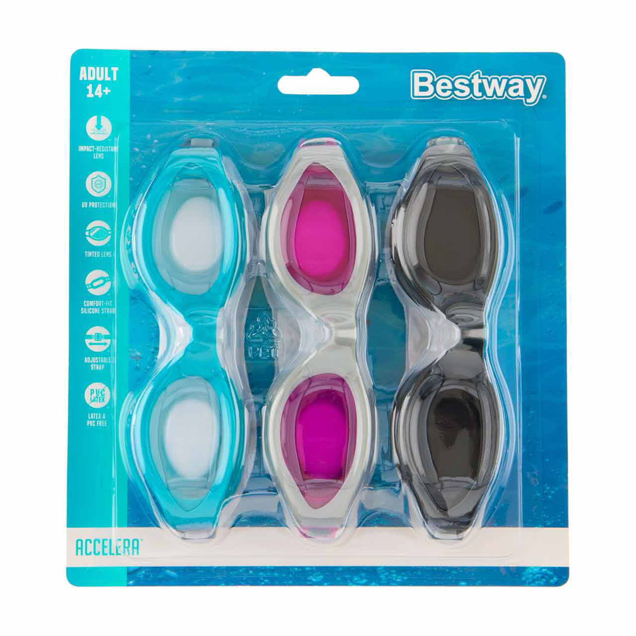 Bestway Accelera Swim Goggles, 3 pk