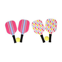 Pink Stripe and Checkered Pickleball Set