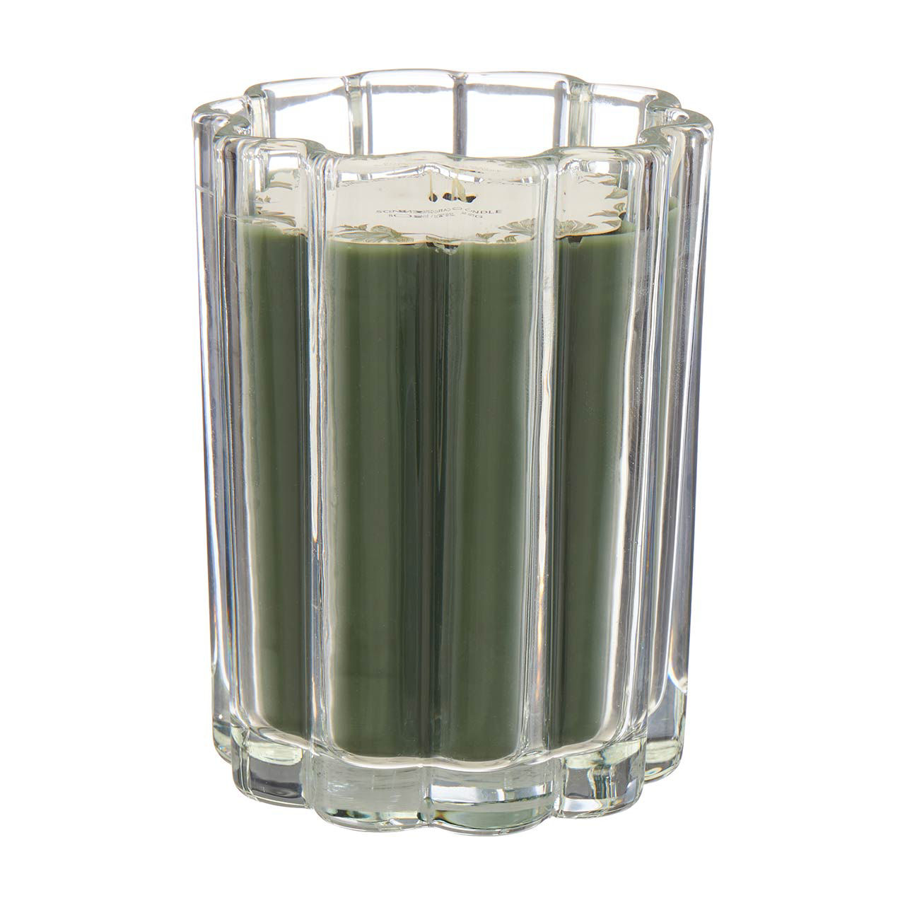 Glass Ribbed Candle, Emerald, 8 oz