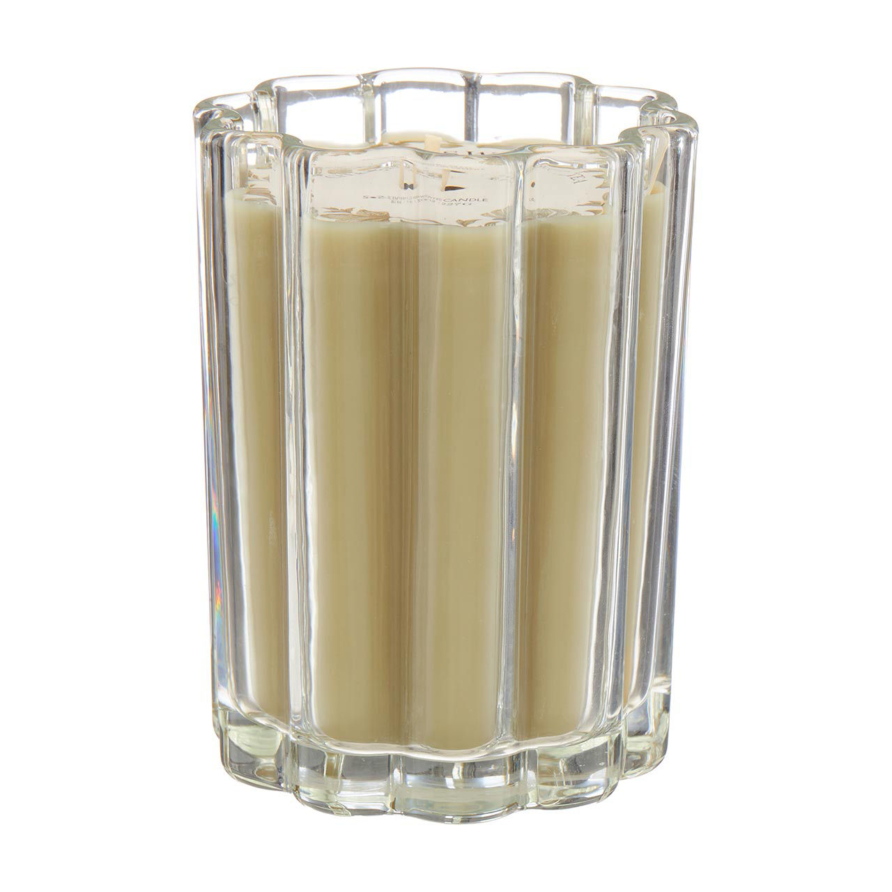 Glass Ribbed Candle, Tea Blossom, 8 oz