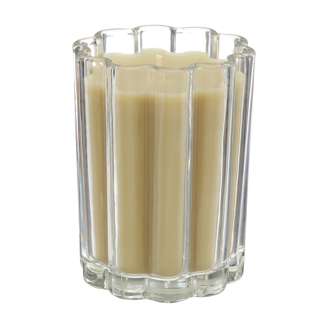 Glass Ribbed Candle, Tea Blossom, 8 oz
