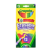 Crayola Erasable Colored Pencils, Pre-Sharpened, 12 ct