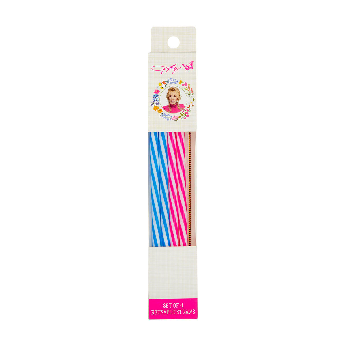 Dolly Parton Spring Reusable Straws, 4 ct