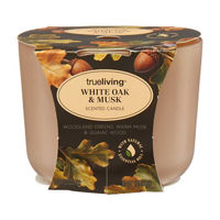 True Living Scented Candle, White Oak & Musk,