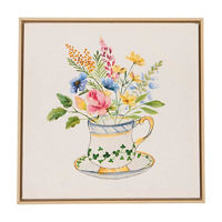 Flowers & Teacup Canvas Wall Art