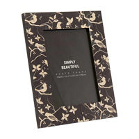 Black and Off-White Flower Picture Frame, 5x7 in