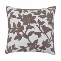 Tufted Floral Pillow, Cream and Mauve, 18x18 in