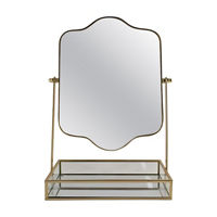Iron Backed Mirror with Glass Storage Basket, 10 in x 7 in