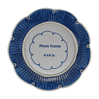 Blue Flower-shaped Ceramic Photo Frame, 4 in x 4 in Photo