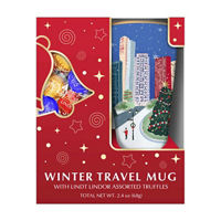 Lindt Red Winter Travel Mug with Lindt Lindor Assorted Truffles, 2.4 oz