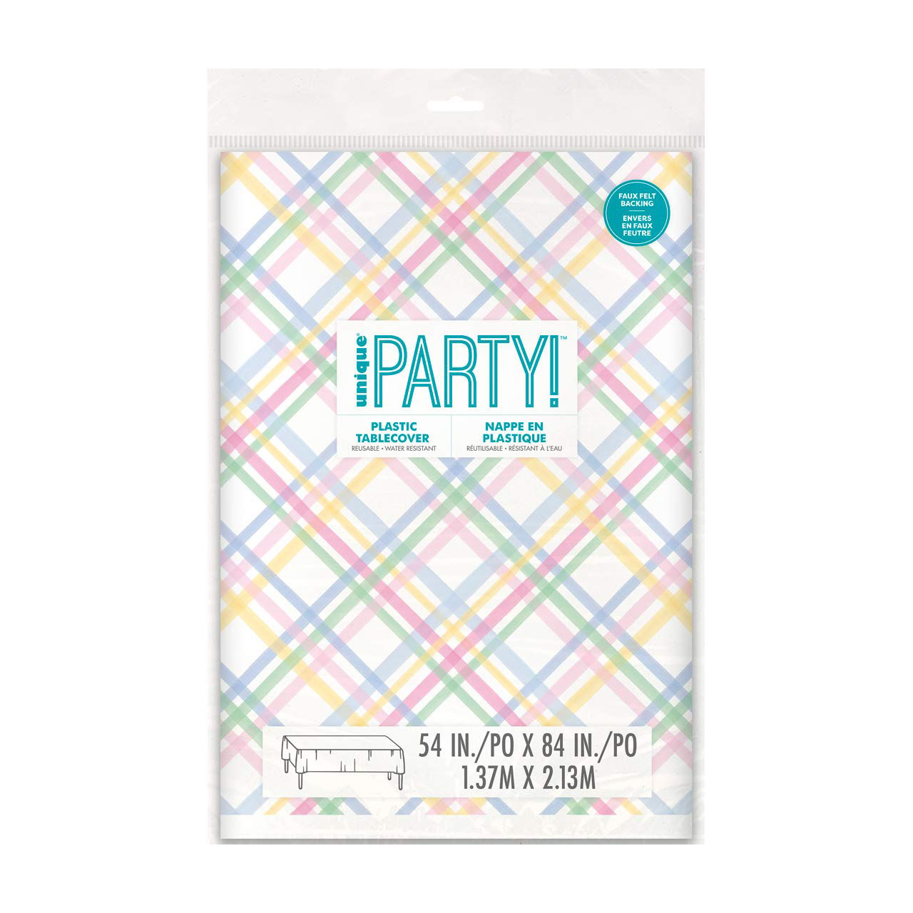 Gingham Pattern Table Cover, 54x84 in