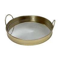 Metal Trinket Tray with Mirrored Bottom, Large