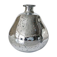 Metallic Silver Round Glass Vase, 7 in