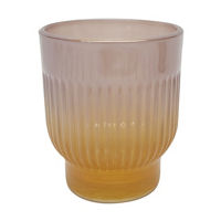 Iridescent Yellow Glass Votive Candle Holder, 3.2 in
