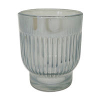 Iridescent Blue Glass Votive Candle Holder, 3.2 in