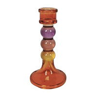 Vibrant Multicolor Glass Candlestick, 6 in