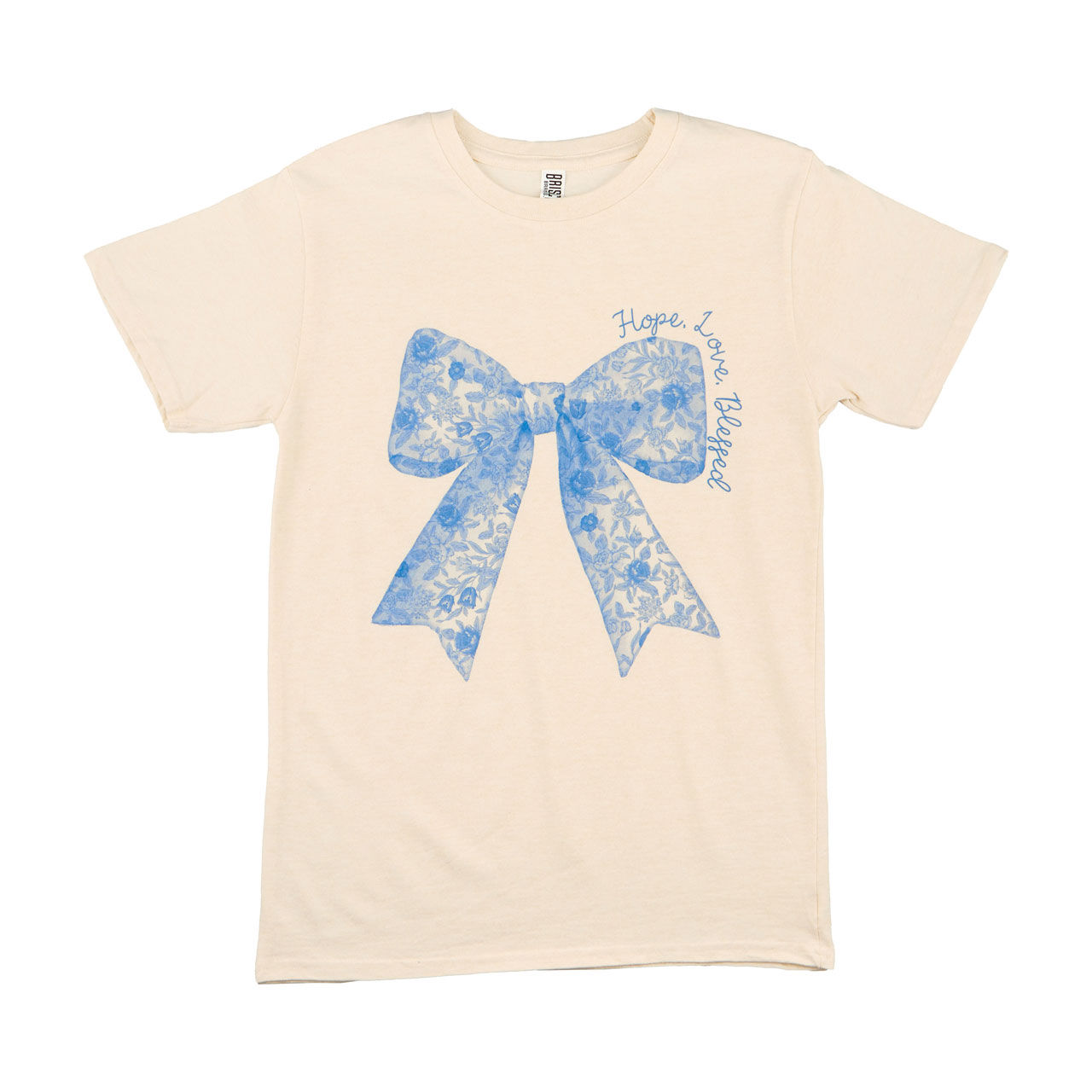 Easter Ladies Blue Bow Tee, Large