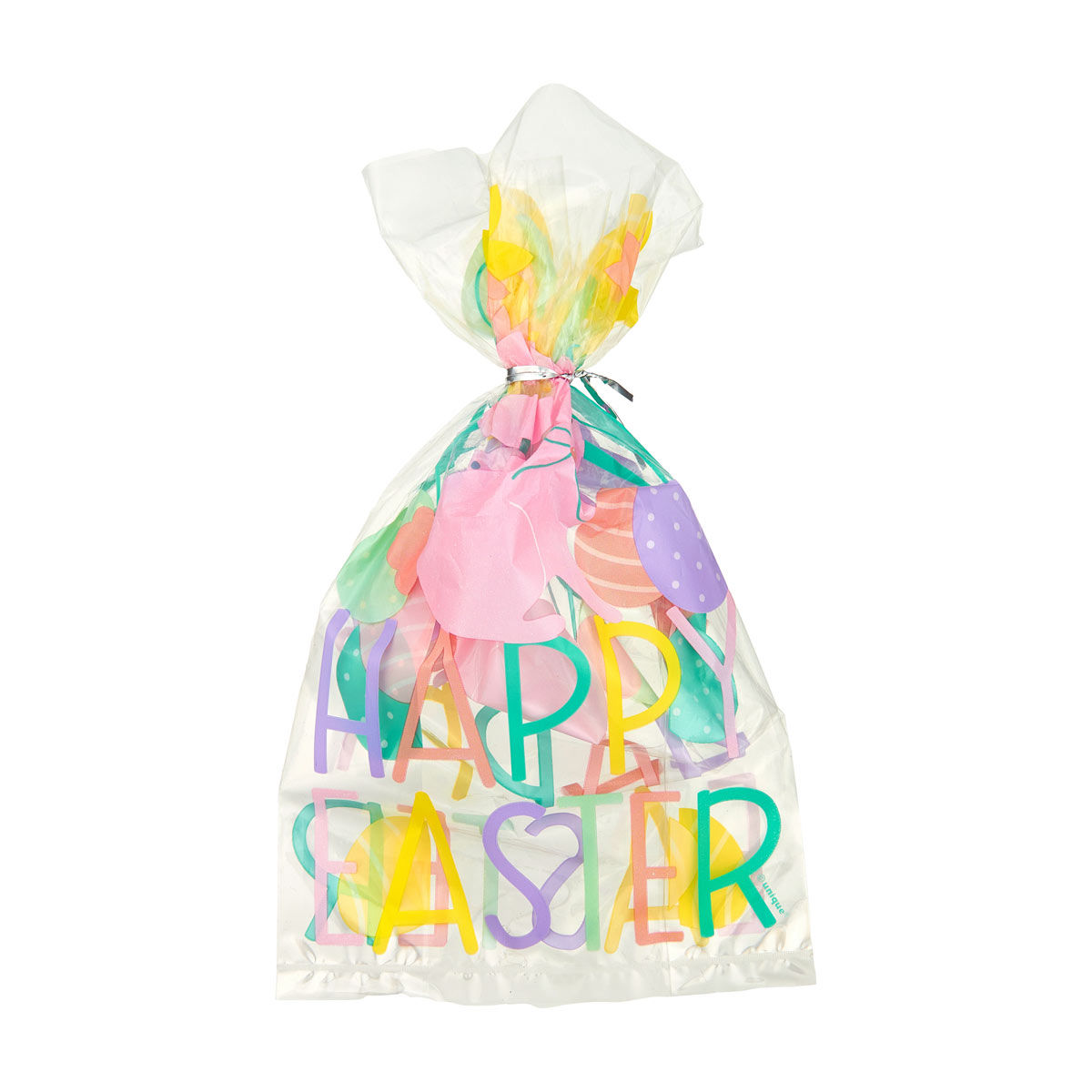 Happy Easter Playful Spring Gift Bags with Twist Ties, 5 in x 9 in, 12 ct