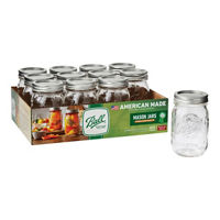 Ball® Regular Mouth Pint 16oz. Glass Mason Jar with Lids and Bands, 12 Count