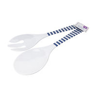 Blue Striped Melamine Fork & Spoon Set