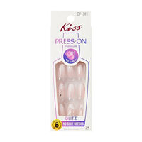 Kiss Glitz Press On Nails, Allura Shine, Pink, Medium Coffin Shape, 24 ct