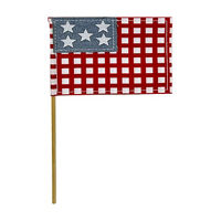 Patriotic Red & White Checked Mini Canvas Flag, 11 in