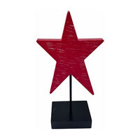 Wooden Tabletop Star with Stand, Red