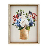 Flower Vase & Flags Patriotic Flag Wall Art