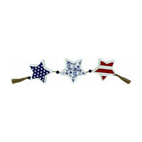Patriotic Star Wooden Garland, Red, White & Blue