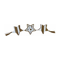 Table Star Wooden Garland, White & Gold